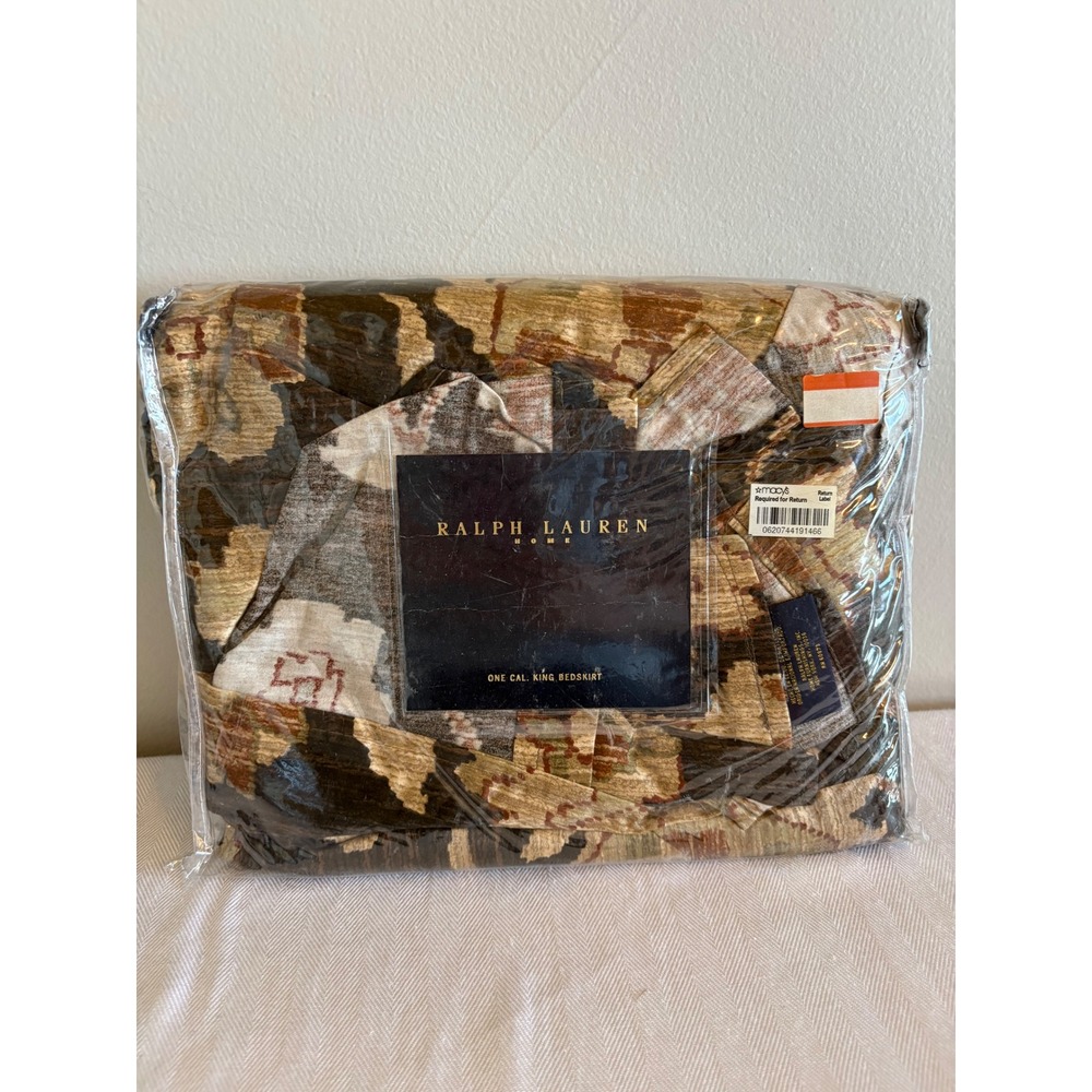 Vintage 90s Ralph Lauren Harriman California King Bed Skirt Brown Floral USA